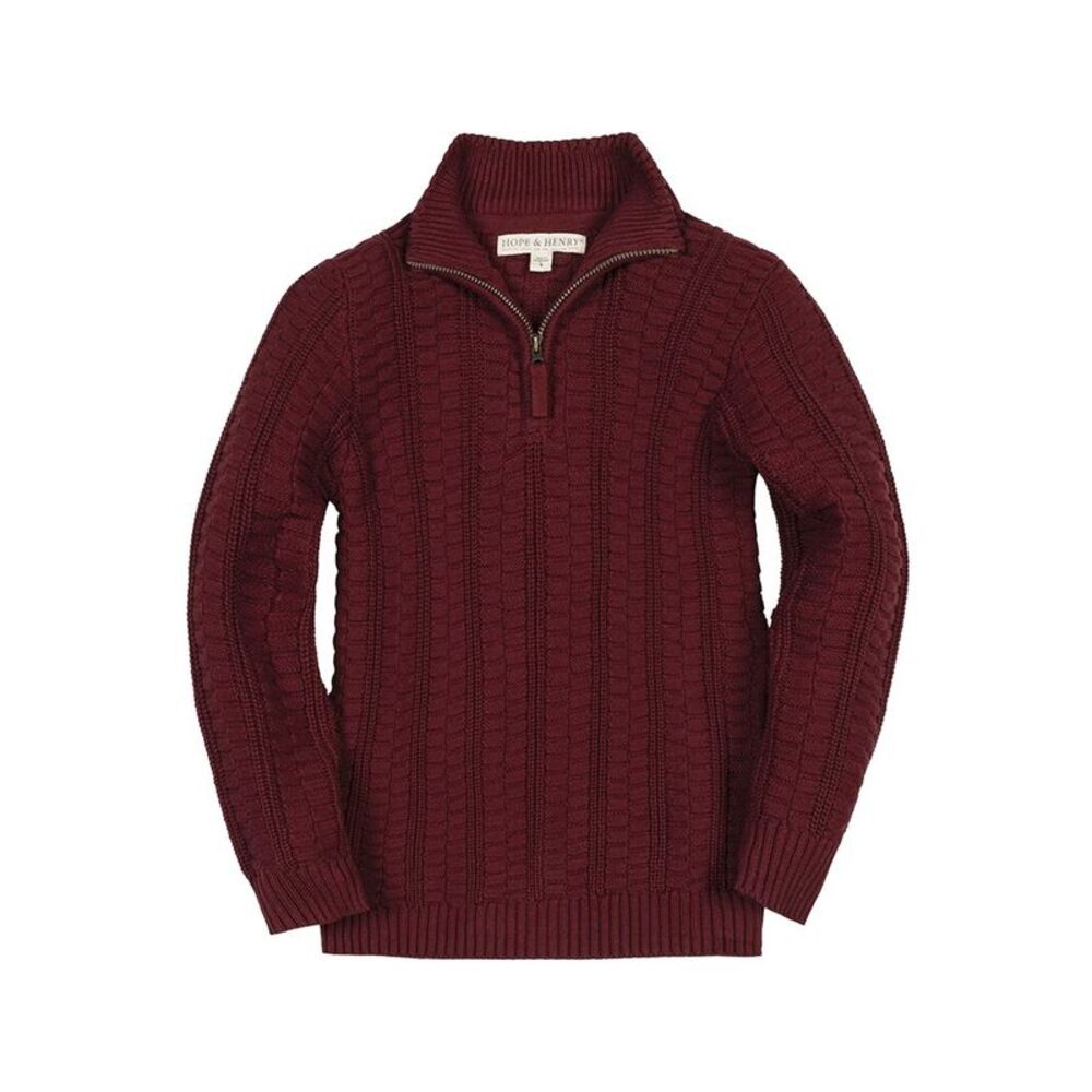 Hope & Henry Boys Organic Half Zip Cable Sweater